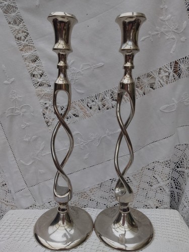 Pair tall vintage chrome - of,