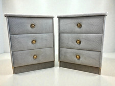 Pair Vintage 3 Drawer Bedside