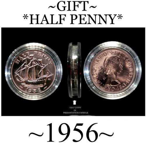 1956 half penny - half, penny.