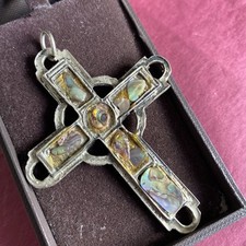 Large Crucifix With Abelone Shell Decoration