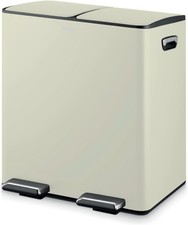 Tower T838022C Recycling Pedal Bin, Two 20L Compartments, 40L, Cream