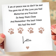 Personalised Pet bereavement card Dog sympathy card loss of your pet sorry 6x6