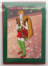 NEW! David Bowie Christmas Card • Handmade Unique design • Ziggy Stardust