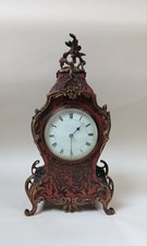 Antique 19th Century French Boulle Work Red and Gold Mantle Clock