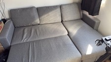 Light Grey L-Shaped Sofa Bed 3 Seater Pull Out Storage Sleeper Couch