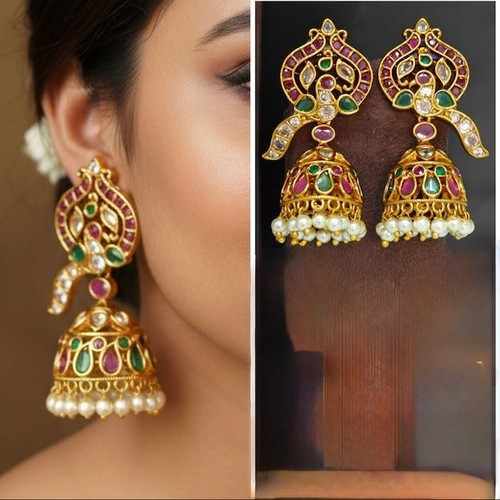 Premium jhumka with kemp - , stone