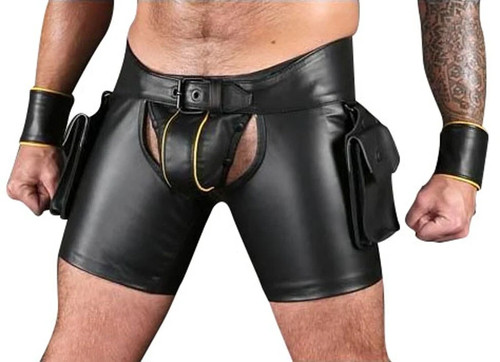 Mens real leather chaps shorts - mens,