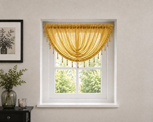 Plain beaded voile swag - beaded, net