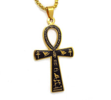 Golden steel egyptian ankh - golden,