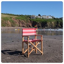 Director's Chair Wooden Folding Chair For Balcony Beach Garden Picnic- Fuchsia