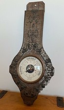 RARE ANTIQUE VINTAGE FRENCH ARTS & CRAFTS ANEROID BANJO BAROMETER
