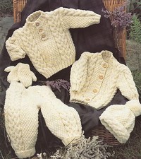 BABY~BOYS/GIRLS~JACKET/SWEATER/HAT/LEG ARAN~KNITTING PATTERN~SIZE 16-22"(GRN 1))