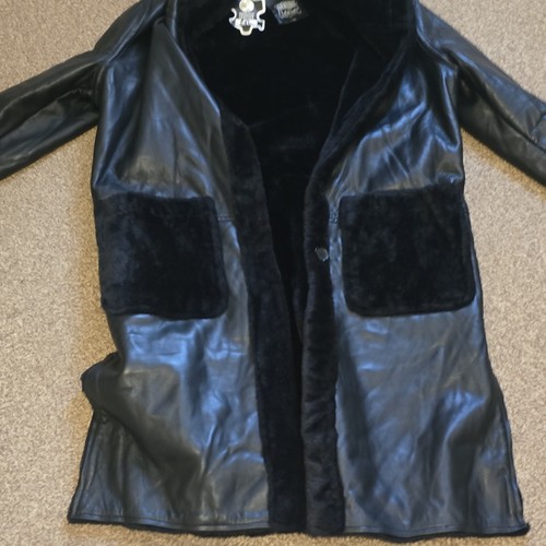 Black leather faux fur lined - black,