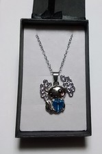 Cute Axolotl Silver Necklace with Blue Gem New