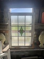 Antique Art Deco Leaded  Stained Glass Window Panel: 1920s, Original.