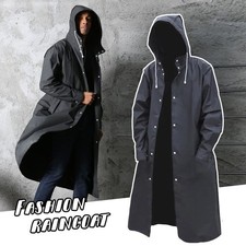 Waterproof Long Black Raincoat Men Rain Coat Hooded Trench Jacket Outdoor Hiking