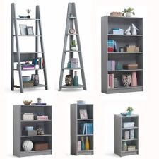 Grey Bookcase Tall Ladder Shelving Unit 3 4 5 Tier Storage Display Unit