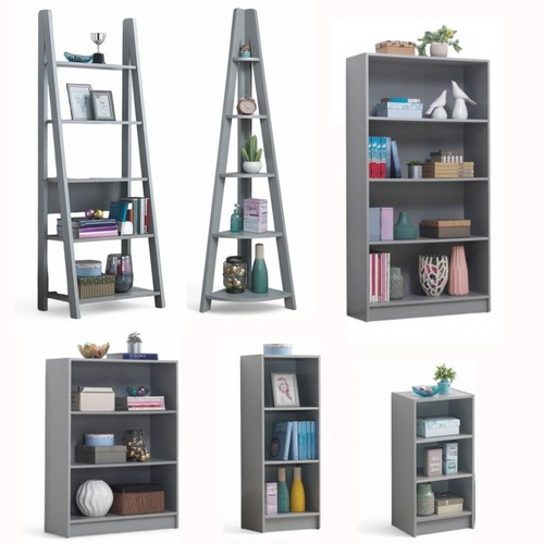 Grey bookcase tall ladder - grey,