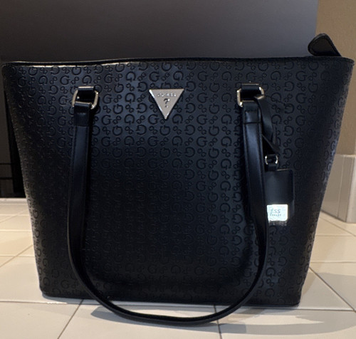 Guess black logo large tote - black,