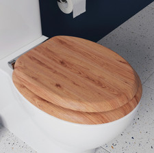 Croydex Toilet Seat Solid Oak Oval Quick Release Anti Bacterial Non Slip Hinges