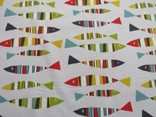 Curtain Fabric By Fryett's Textiles Sardines (Multi Colour) 100% Cotton