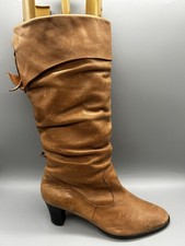 TU Below The Knee Brown Leather Boots Pull On Pirate Slouch Womens Uk 8