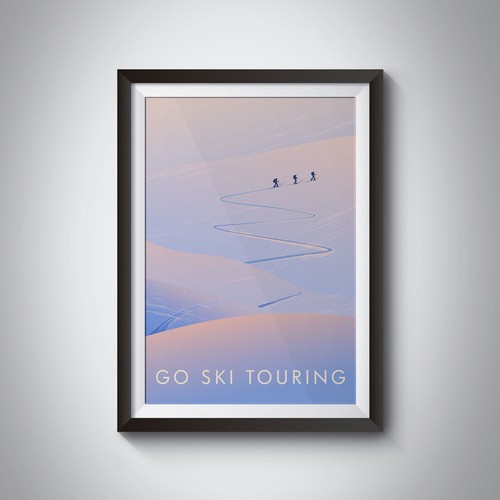 Ski touring travel poster - touring,