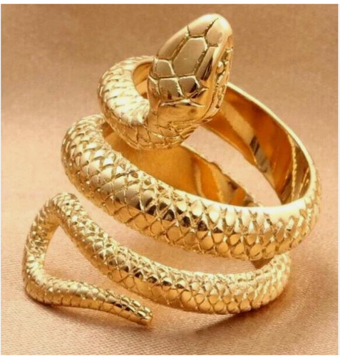 Gold snake ring adjustable - gold, –