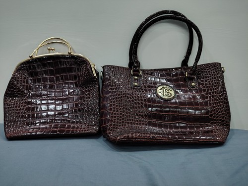 2pcs womens burgundy crocodile - 2pcs,