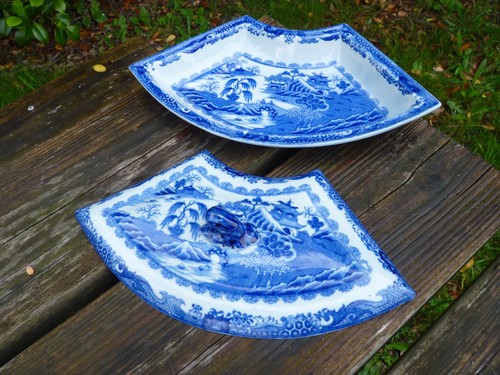 C19th pearlware blue transfer - pearlware,