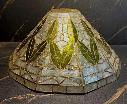 Vintage capiz shell - shell, brass