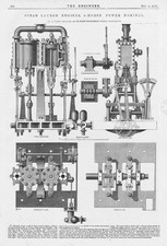 VEREY of Portsmouth 9hp Steam Launch Engines Antique Engineering Print 1872