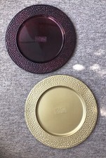 Gold And Burgundy Display Decorative Plate Plastic Tray Round Wide