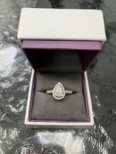 9ct White Gold diamond Pear Shaped Cluster Halo Engagement Ring