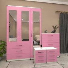 3 Door Mirrored Wardrobe Set