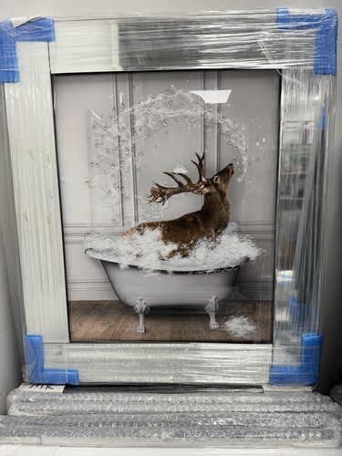Stag taking bath wall art - stag, in