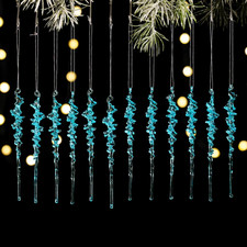 12PCS Christmas Tree Icicle Ornaments Clear Acrylic Icicle Tree Decoration Hangi