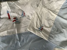 Laura Ashley Blue Gingham Boys Single Duvet Cover Set - Sailing Ships