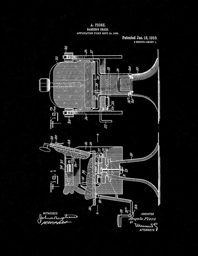 Barber chair patent print - barber's,