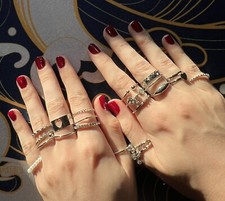 20 Vintage Silver Rings - 1 Vintage pearl bead (21 Ring Bundle)