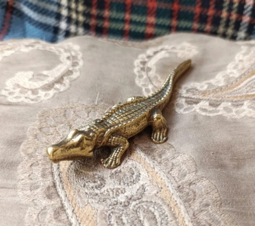 Vintage brass crocodile