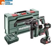 Metabo 2.5.2 18v Drill Driver & SDS+ Rotary Hammer Drill Combo Kit Inc 1x 2.0...