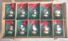10 Thomas Pacconi Classics Christmas Blown Glass Ornaments Baubles Set - Boxed 
