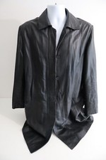 Woodland Long 100% Real Leather Jacket Men's Large Black