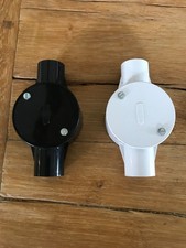 Pair of 20mm White/Black PVC Conduit Boxes Terminal 
