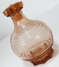 Vintage FRENCH Art Deco Glass ETOILE ROSALIN DECANTER Peach Pink by J G DURAND