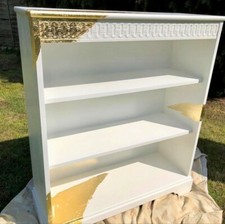 Bookcase - Stunning, unique hand painted display unit in white with gold leaf