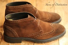 Belstaff Brown Suede Patina Brogue Chukka Boots Shoes Men's UK 11  Italian Made