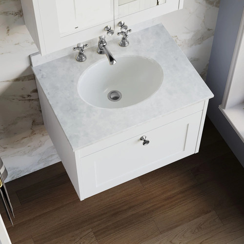 Wall mounted 600mm 1draw basin - wall,