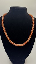 Antique Genuine Coral Beaded Polished Necklace 16 Inches. Salmon Reddish Coral